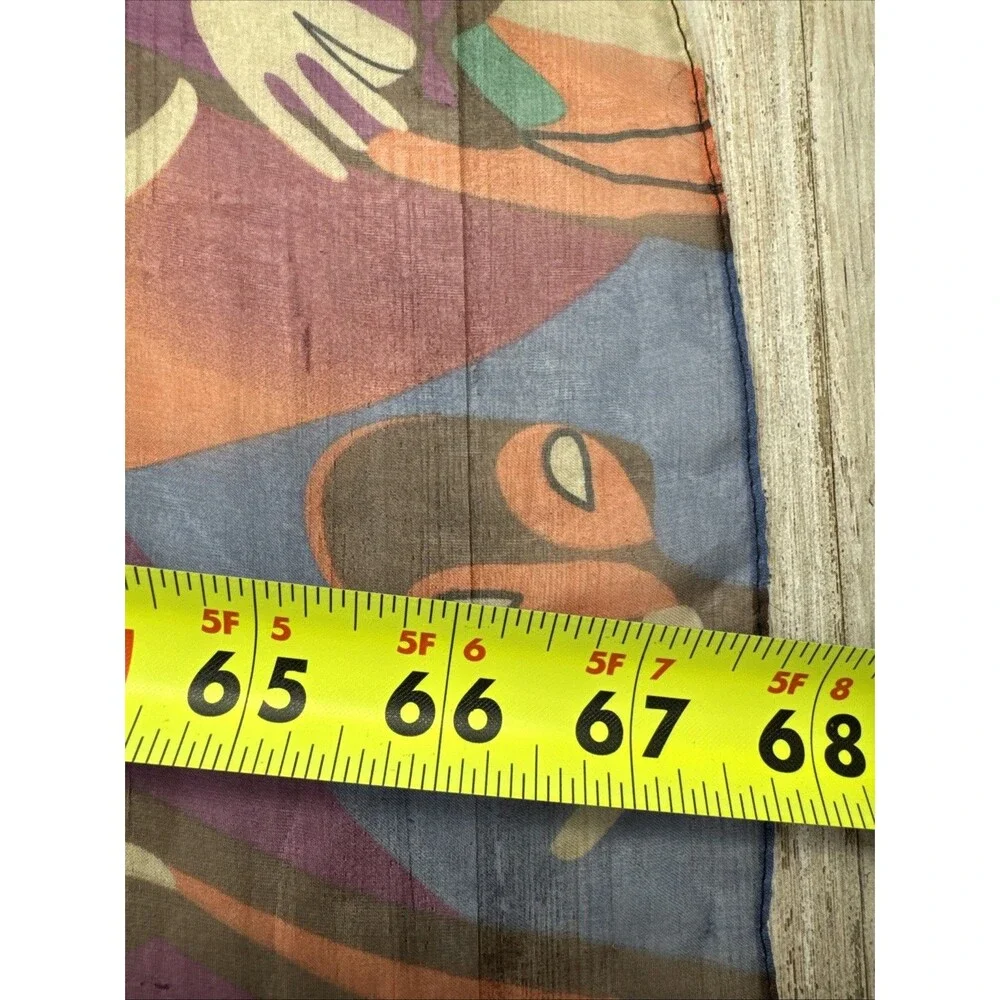 Vintage Miu Miu Scarf  Shawl Authentic Silk Rolled Edges Abstract Lady Harlequin